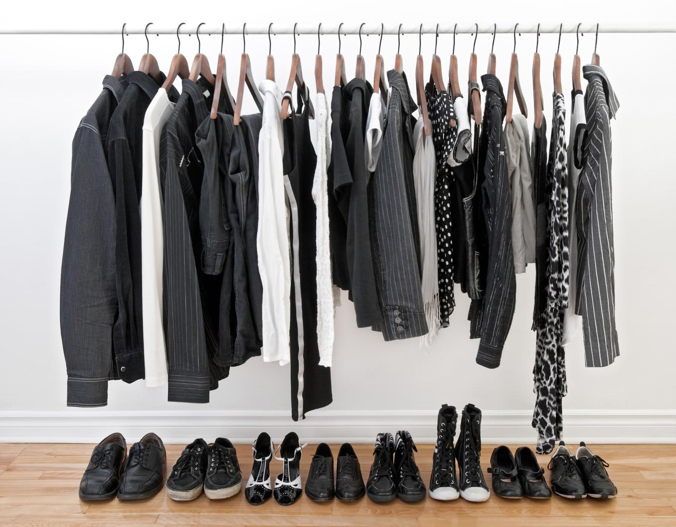 Clothing rack with clothes