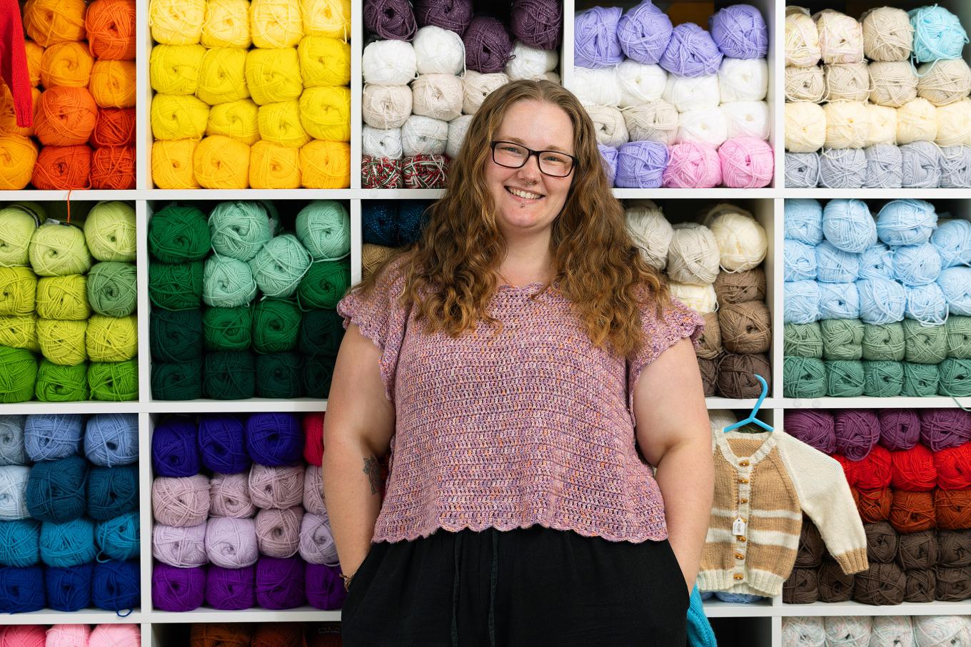 Portrait of Hannah Hazledine-Herd, founder of Pretty Knits Wool Shop
