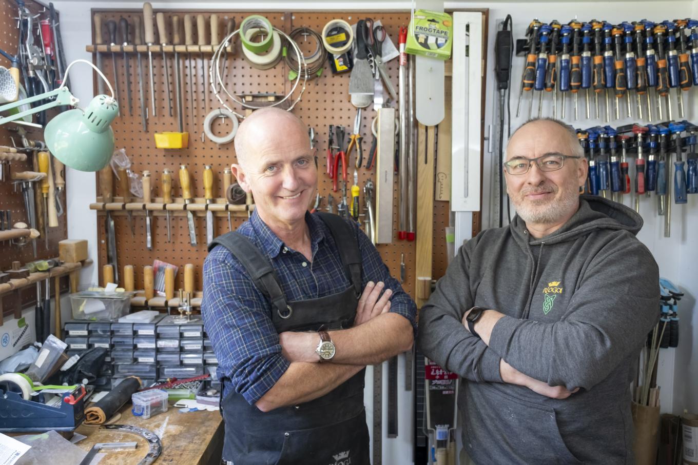Portrait of Paul Conlon and John McClenaghan, co-founders of Ríoga Banjos