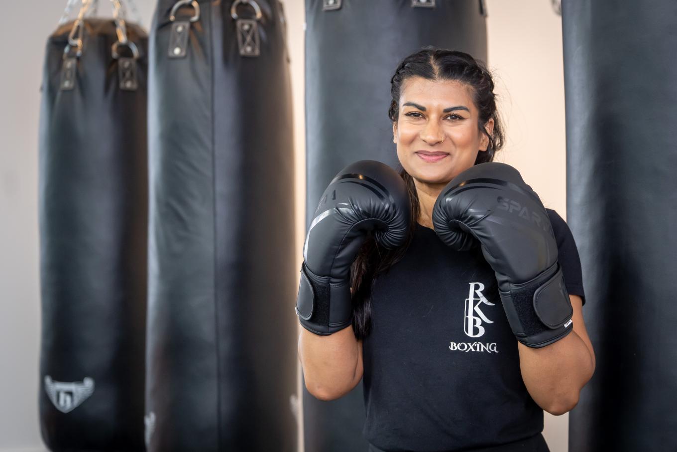 Portrait of Runa Bakshi, founder of RKB Boxing